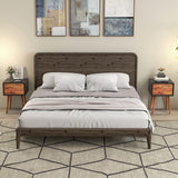 Giantex Nightstand with 2 Drawers, Mid Century Modern Bedside Table with Solid Wood Legs, Practical End Side Table for Living Room Bedroom Small Space, Night Stand, Black & Walnut Giantex