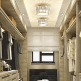 Modern Crystal Ceiling Light Fixture, BUXVRCS Mini Flush Mount Crystal Chandelier, H 5.89'' x W 8.66'' Small Crystal Ceiling Fixtures for Hallway Bedroom Bathroom G9 Socket BUXVRCS