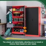 Letaya Metal Garage Storage Cabinets with Lock Door and Adjustable Shelves, Steel Tool Cabinets for Home,Office,Warehouse Organisieren (Black Red, 75" H) Letaya