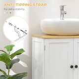 kleankin Modern Bathroom Under Sink Cabinet, Bathroom Vanity for Wall Mount Sink, Storage Cabinet with Double Doors and Adjustable Shelf, White kleankin