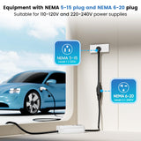 GODIAG Level 1+2 EV Charger - ETL Certified (Adjust 16A,110V-240V) with 20ft Cable, Portable EV Charger with NEMA 6-20 & NEMA 5-15 Plug for J1772 EVs and PHEVs GODIAG