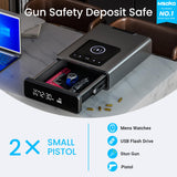 Mboko Biometric Discreet Gun Safe with 12-Hour Time Clock Display, Wireless Charging Gun Safe for Handgun with Adjustable Brightness, Backlit Keypad, LED Light, and Auto Pop-up Access Mboko