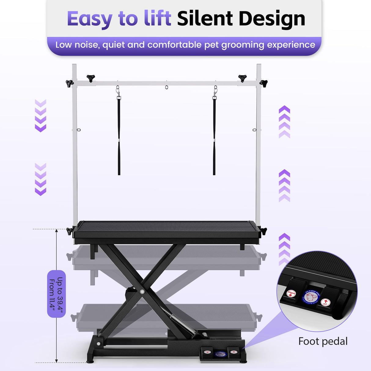 Flying Pig Ultimate Heavy Duty Dog Grooming Table – Hydraulic Lift, Adjustable Height, Non-Slip Surface, Professional Dog & Cat Grooming Arm, Stable & Safe Design for Home and Salon Use -Black Flying Pig Grooming