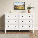 LYNSOM White Dresser for Bedroom, Modern 6 Drawer Double Dresser with Deep Drawer and Metal Handle, Wood Dressers & Chests of Drawers for Hallway, Entryway LYNSOM