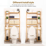 Homde Bamboo Over The Toilet Storage Rack with Adjustable Shelves and Baskets Homde