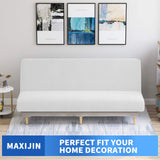MAXIJIN Velvet Futon Cover Stretch Futon Slip Cover Full Size Futon Mattress Cover Armless Sofa Bed Plush Futon Couch Cover with Elastic Bottom (Futon, White) MAXIJIN