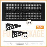 4 Pack 1,5x4ft Heavy Duty Garage Wall Shelving, Garage Shelving Wall Mounted, Storage Rack with Hooks (Black) BTRAM