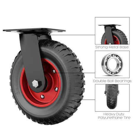 Cart Wheels, Wheels for Cart, 8 Inch Caster Wheels, Rubber Caster Wheels, Heavy Duty Wheels, Swivel Caster Wheels, Outdoor Caster Wheels, Large Caster Wheels, Off Road Casters, All Terrain, for Dolly Houseables