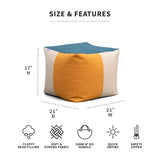 Big Joe Square Ottoman Weatherproof Bean Bag Footrest, Sunset Block Intertwist, Weather Resistant UV-Protected Fabric, 2 feet Big Joe
