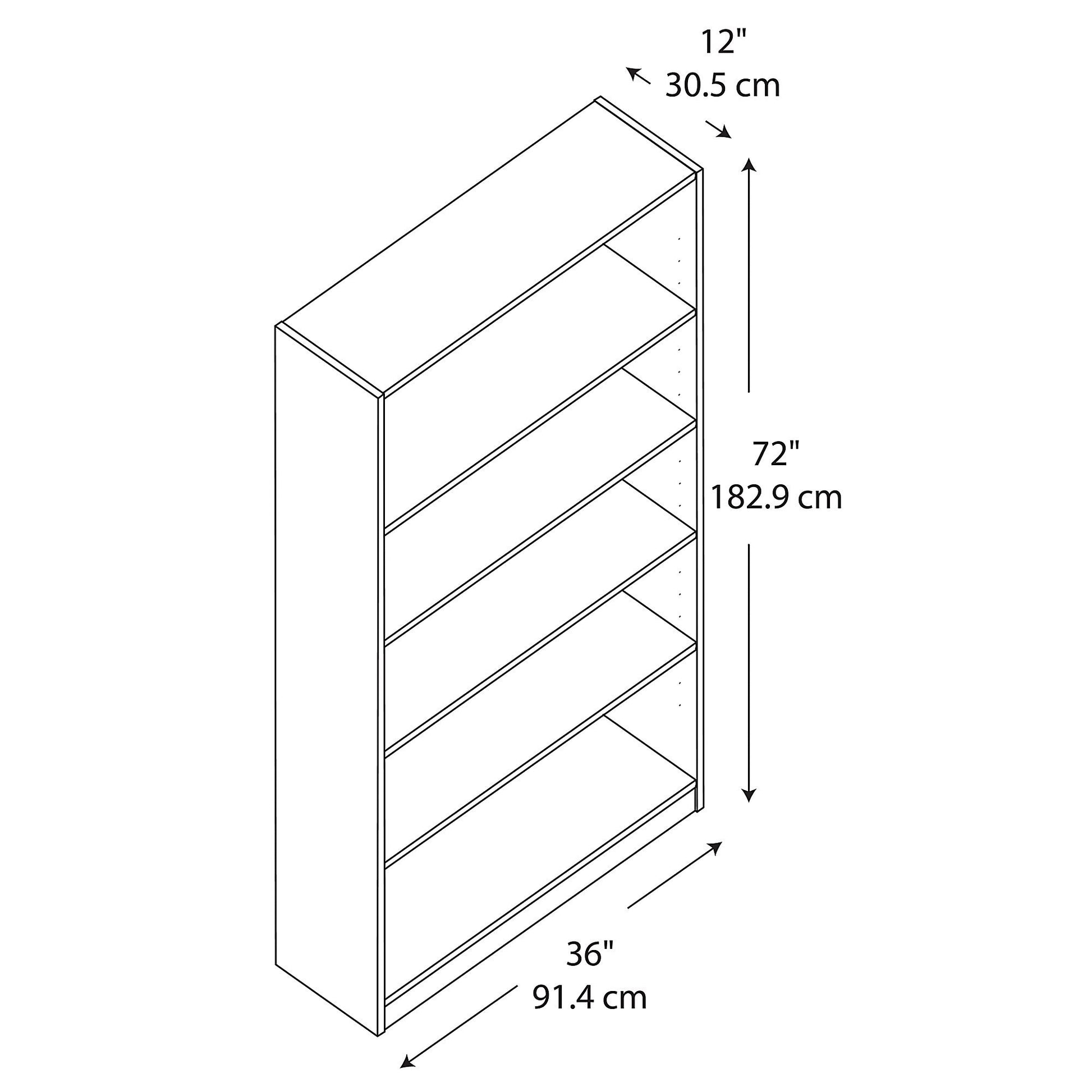 Bush Furniture Universal Tall 5 Shelf Bookcase in Vogue Cherry - WoodArtSupply