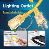 BBOUNDER Outdoor Extension Cord 100 FT Waterproof, 12/3 SJTW Heavy Duty 15A 1875W, Flexible 100% Copper 3 Prong Cords for Commercial Use and High Power Appliance, Yellow BBOUNDER