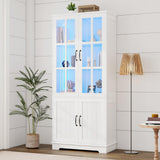 LUXOAK 71" LED Storage Cabinet Set - Versatile Display & Organiser with Adjustable Shelves in White LUXOAK