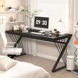 FOLUBAN Black Desk, Modern Wood and Metal Computer Desk for Home Office, Simple Writing Work PC Desks for Bedroom, Industrial Study Gaming Table for Living Room, Black, 53 Inch FOLUBAN