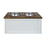 Casual Home 603-15 Wooden Storage Stand Pet Feeder, Two-Tone (Warm Brown, White), One Size Casual Home