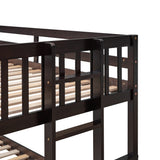 Linique Espresso Twin-Over-Full Bunk Bed with Trundle and 3 Storage Drawers Linique