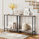HOOBRO 29.5 Inches Console Table, Narrow Entryway Table with Shelves, Small Sofa Table, Side Table, Display Table, for Hallway, Living Room, Bedroom, Foyer, Greige and Black BG22XG01 HOOBRO