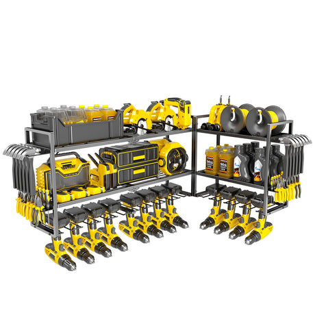 BILIONE 49'' W Extra Large Power Tool Organizer Wall Mount, 12 Drill Holders 3 Layers Heavy Duty Cordless Tool Rack, Load 450 LBS Storage Shelf for Garage, Workshop, Workbench, Gifts for Men Husband BILIONE