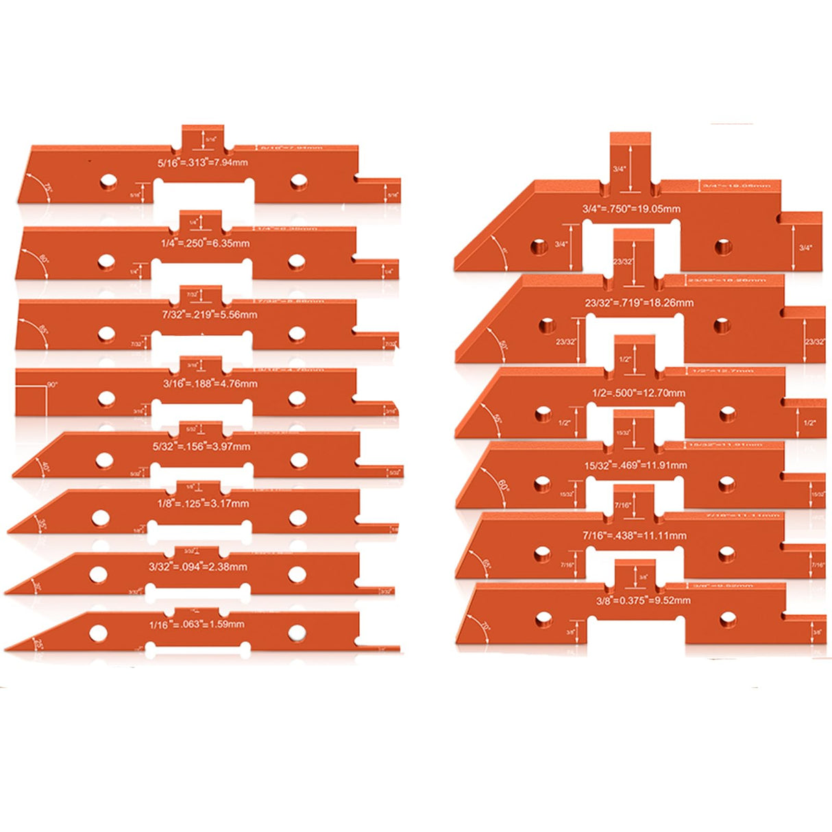 Neitra Router Table Setup Blocks Woodworking - 14pcs Aluminum Alloy Precision Setup Bars for Routers Tables Saw Accessory, Measuring Height Depth Angle Gauge with Storage Case (Each in Varies Thick) Neitra
