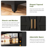 COFaR Black Farmhouse Storage Kitchen Pantry Cabinet with 2 Barn Door, 4 Adjustable Shelves and Legs, for Cupboard/Dining Room/Bathroom/Living Room/Office/Laundry Room (Black, 71" Farmhouse) COFaR