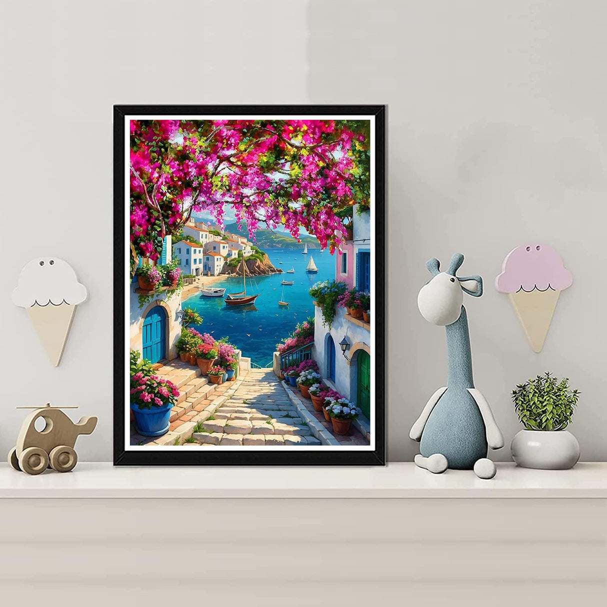 MBNTJHT DIY Scenery Diamond Art Kits for Adults Beginners,5D Full Round Drill Landscape Diamond Painting Kits for Adults,Flowers and Sea Gem Painting Art Crafts for Home Decor Gifts 12X16 Inch. MBNTJHT