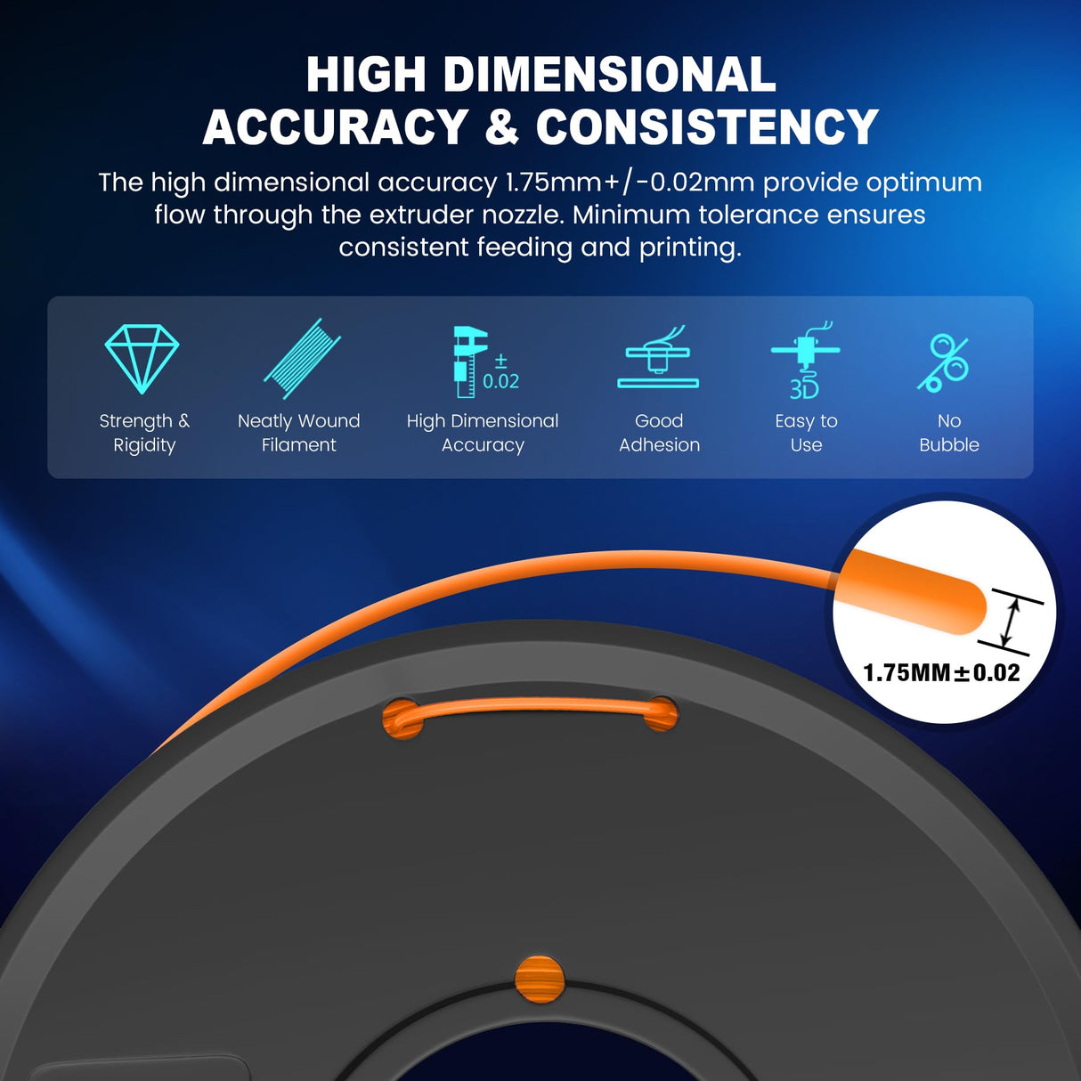 JAYO PLA+ Filament Bundle 1.75mm, 3D Printer Filament Bundle Multicolor, Individually Vacuum Packed, 250g Spool, 8 Pack, 2KG in Total, Black+White+Grey+Blue+Green+Orange+Yellow+Burlywood Color JAYO