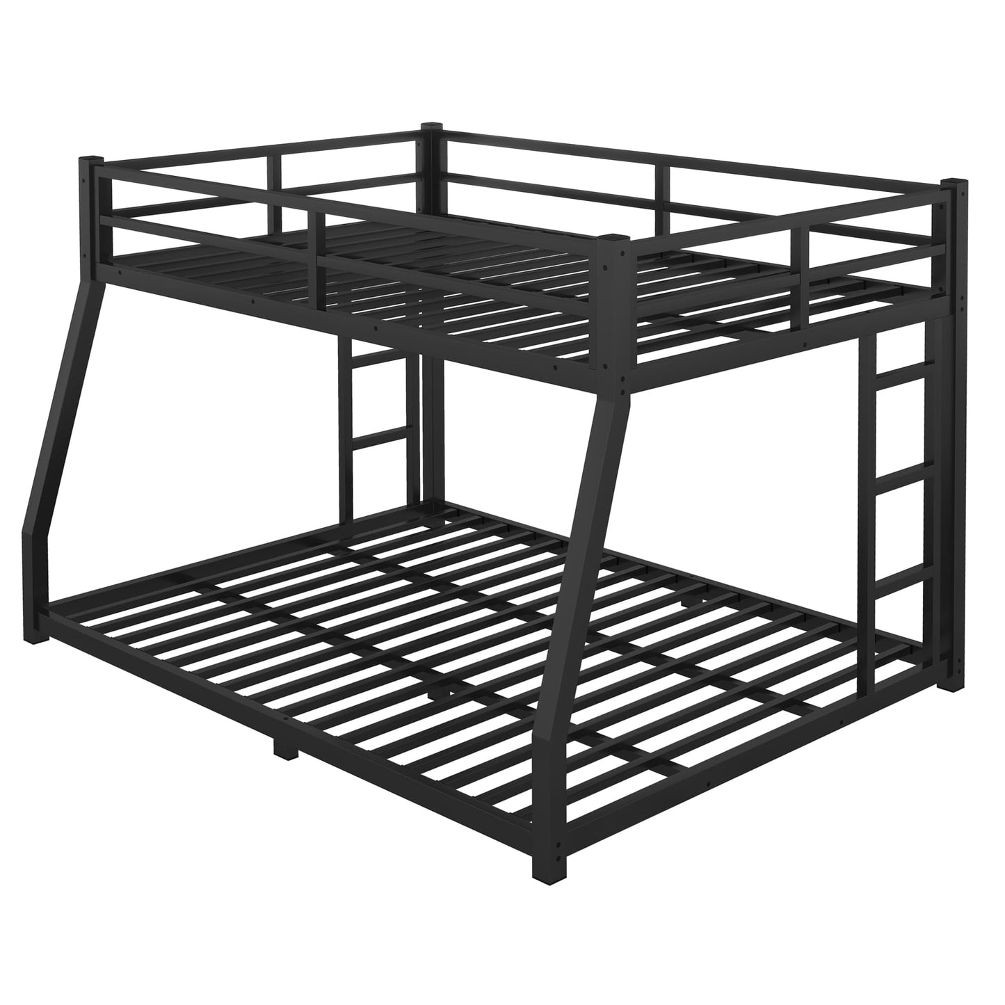 Miscoos Metal Full XL Over Queen Bunk Bed for Teens and Adults, Space-Saving/Noise Reduced/No Box Spring Needed, Black