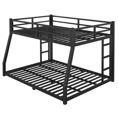 Miscoos Metal Full XL Over Queen Bunk Bed for Teens and Adults, Space-Saving/Noise Reduced/No Box Spring Needed, Black