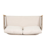 Christopher Knight Home Katarina Patio Acacia Wood Loveseat Furniture, Outdoor Loveseat Sofa with Comfy Fabric Cushions, 2-Seater Sofa with Handwoven Rope Backrest for Garden, Light Brown+Beige Christopher Knight Home