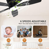 Ayaoty Ceiling Fans with Lights, 52" Low Profile Indoor Ceiling Fan with Light and Remote Control, Dimmable, Noiseless, Reversible, Black Ceiling Fan for Bedroom, Indoor/Outdoor Use Ayaoty