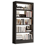 71"H Metal Bookshelf, 5 Tier Bookcase with Adjustable Shelves, Tall Bookcase,Heavy Duty Storage Bookshelves for Library, Office, Bedroom, Living Room, Classroom, Including Book Stopper (Black) Guomao