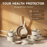 CAROTE 13pcs Taupe Kitchen Pots and Pans Set non stick, Nonstick Cookware Set, Frying pans, Kitchen Essentials, Large Capacity, Induction avaialable CAROTE