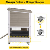 Aivituvin Upgrade Rabbit Cage Indoor Bunny Hutch with Run with Two Deeper No Leak Trays - 4 Casters Include for Outdoor (Mocca) Aivituvin