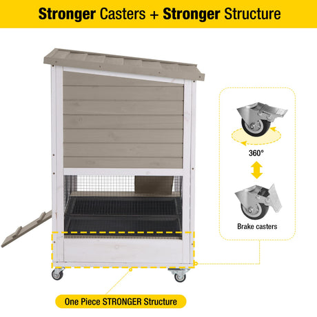 Aivituvin Upgrade Rabbit Cage Indoor Bunny Hutch with Run with Two Deeper No Leak Trays - 4 Casters Include for Outdoor (Mocca) Aivituvin