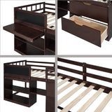 Harper & Bright Designs Low Loft Bed with Rolling Desk and Storage Shelves, Twin Size Loft Beds with 2 Drawers and Chalkboard, Wood Junior Twin Loft Bed Frame for Kids Boys Girls Teens, Espresso Harper & Bright Designs
