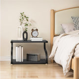 URLINE Printer Stand with Storage 2 Tier Desktop Shelf Printer Table Organizer Anti-Slip Heavy Duty Modern Wooden Shelf for Office Home,Black URLINE