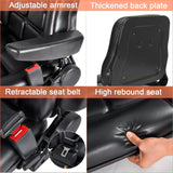 Universal Adjustable Forklift Seat with Safety Belt and Armrest, Adjustable Backrest and Slide Rail Waterproof PVC Mower Seat, for Tractor Excavator, Forklift, Skid Loader, Backhoe Dozer Telehandler COZLMHJ