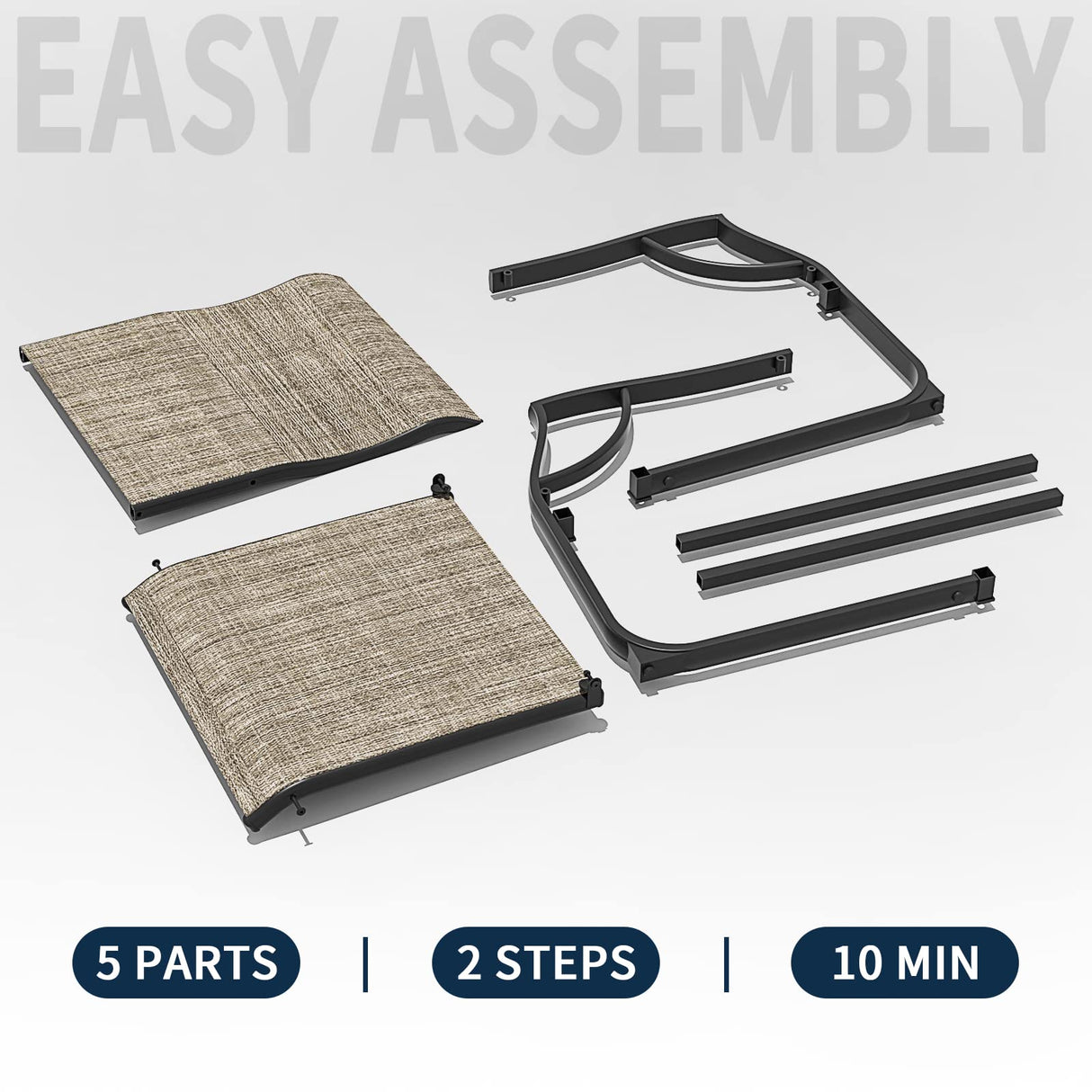 Amopatio Patio Chairs Set of 2, Outdoor Dining Chairs for All Weather, Breathable Patio Dining Chairs Outdoor Furniture for Backyard Deck, Brown Amopatio