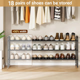KEETDY 3-Tier Long Shoe Rack for Closet Metal Shoe Organizer for Entryway, Wide Stackable Shoe Storage Shelf with Sturdy Wire Grid for Closet Floor, Bedroom, Black KEETDY
