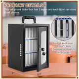 Consfly Cell Phone Locker Box, Thickened Steel Cell Phone Storage Cabinet 24 Slots Wall-Mounted Cell Phone Lock Box for School, Company Consfly