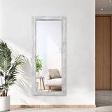 AAZZKANG Wall Mirror Full Length Rustic Wood Framed Floor Mirror 59"x24" Rectangle Large Full Body Mirror for Bedroom Living Room Entryway Dressing Room White AAZZKANG