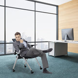 Buokaiw Foldable Office Chair,Folding Office Chair with Wheels, Leather Conference Training Chairs,Portable Padded Office Chairs. Backrest Bouncy,for Home Office Conference Gaming.Black(1 Pcs) Buokaiw