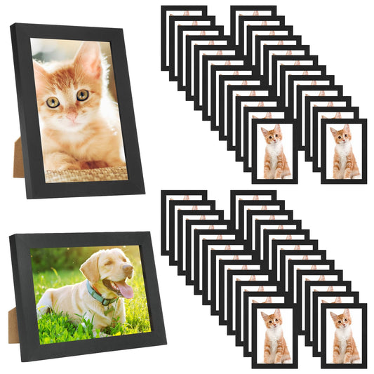 YOUKE OLA Set of 50 Picture Frame Bulk Photo Frames with Mat Wall Mounting Simple Photo Frames Multi Picture Frames for Wall or Tabletop, Black