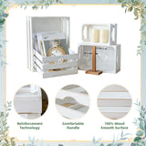 MACVAD Set of 4 Large Wooden Crates Decorative, Whitewashed Nesting Wooden Crates for Display Rustic, Farmhouse Wooden Storage Container Boxes Made from 100% Wood MACVAD