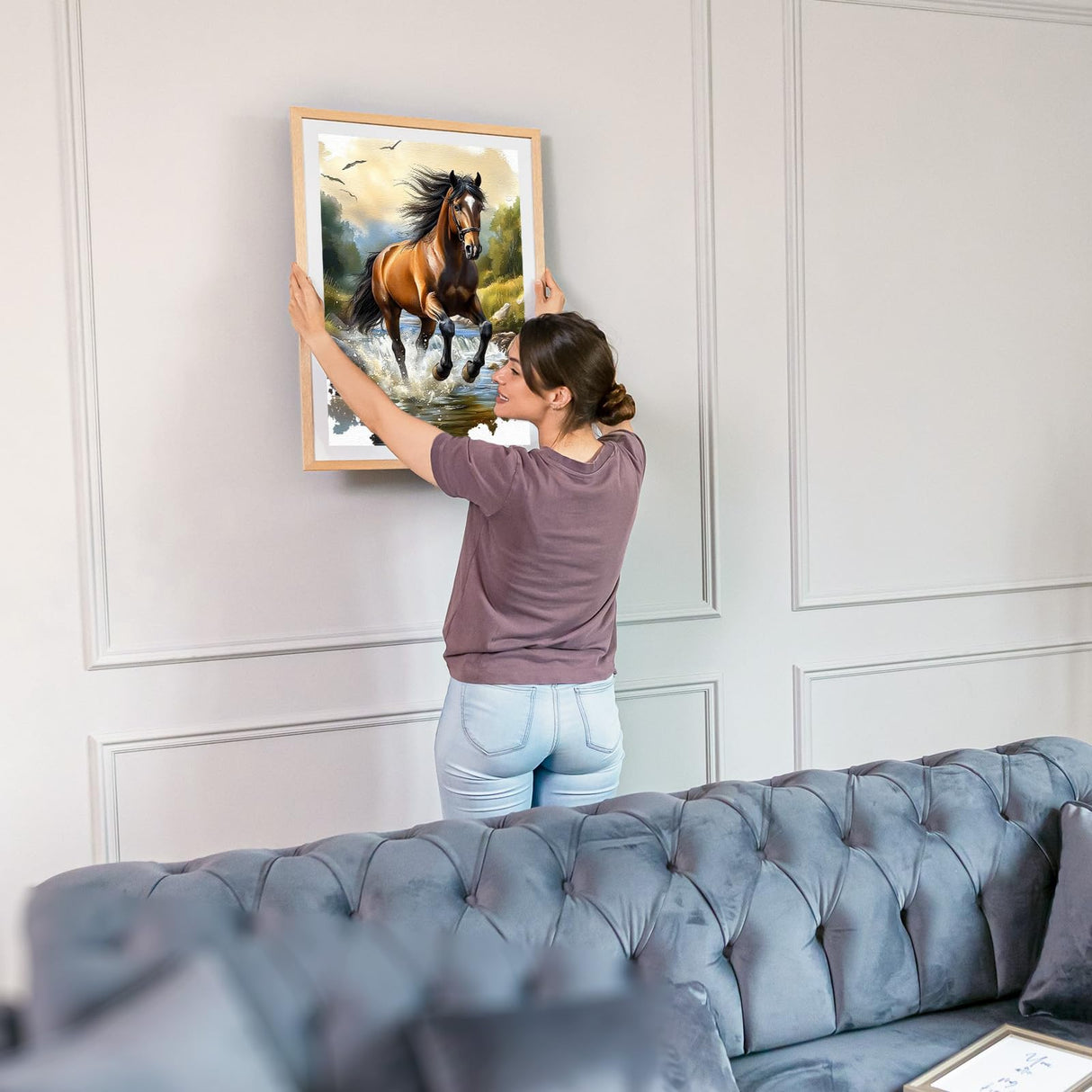 MOGTAA Horse Diamond Art Kits for Adults, 5D Full Drill Diamond Painting Kits for Adults Beginners, DIY Landscape Round Diamond Dots for Adults, Gem Art for Home Decor 12 X 16Inch MOGTAA