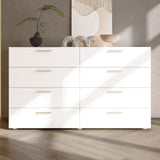 Karl home White Dresser for Bedroom, Wood 8 Drawer Dresser Chest of Drawers, 55 Inch Dresser Bedroom Furniture, Large Dresser Storage Chest with Deep Drawers, TV Stand, 55.1" X 15.7" X 31.5" Karl home