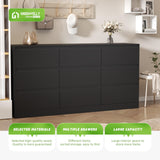Greenvelly Black 9 Drawer Dresser, Modern Long 9 Drawer Dresser, Wood Dresser with 9 Large Drawers for Bedroom, Wooden Dressers & Chests of Drawers with Smooth Metal Rail for Nursery, Women, Family Greenvelly