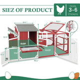 Magazoopet 95.3" Large Chicken Coop with Run, Tractor Hen Chicken House with 3 Nesting Boxes, Portable Duck Rabbit Quail Hutch Poultry Cage for 4-6 Chickens with 6 Access,Pull-Out Tra (Red) Magazoopet
