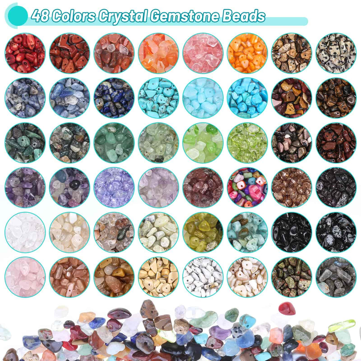 PAXCOO 2278Pcs Crystal Beads for Jewelry Making Supplies, 48 Colors Ring Making Kit Crystals Jewelry Making Kit for Adults Bracelet Earring Necklace Making PAXCOO