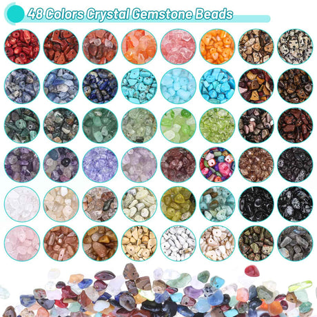 PAXCOO 2278Pcs Crystal Beads for Jewelry Making Supplies, 48 Colors Ring Making Kit Crystals Jewelry Making Kit for Adults Bracelet Earring Necklace Making PAXCOO