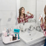 QIYVLOS Bathroom Organizers and Storage, 8 Slots Detachable Toothbrush Holders for Bathrooms, Anti-Slip Bathroom Countertop Organizer with Drainage Hole Vanity Storage (White) QIYVLOS